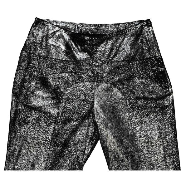 B2 NWT ORDINARY PEOPLE Black Metallic Suede Side Zip Hi Rise Pants Size 12 $615 - Picture 5 of 9